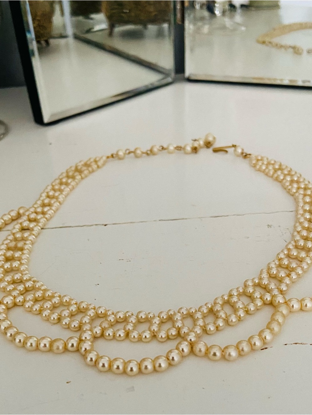 Vintage Cottage Pearl Collar Choker Necklace